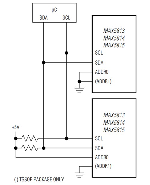 Application Circuit Diagram - Analog Devices / Maxim Integrated MAX5815 12-Bit Buffered Output DAC